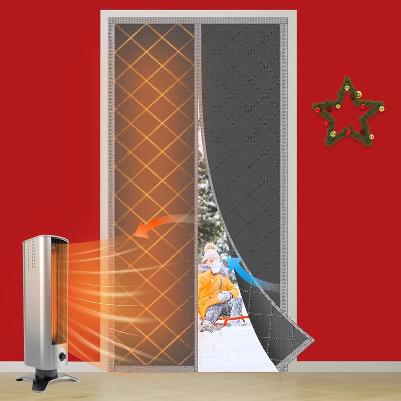 NABOWAN Magnetic Thermal Insulated Door Curtain for Winter - Fits Door Size 36" x 96", Keeps The Heat Inside The Area, Thicken Oxford Fabric & Multi-Layer Cotton, Screen Door Insulation Blanket Cover - Image 1